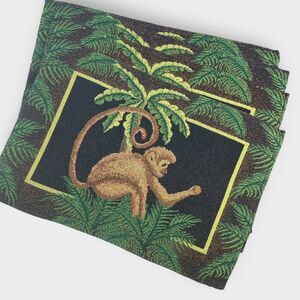 Set of 4 Vintage Place Mats Green Palm Leaves Monkey Novelty Funky Print 17x12"